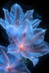 Two Blue Flowers With Water Droplets