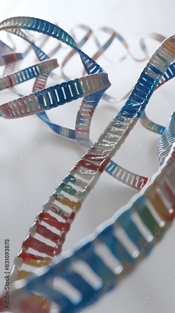 Poster intricate digital rendering of a genome project mapping blueprint