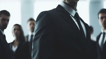 Fototapeta premium Group of business people with businessman leader on foreground : Generative AI