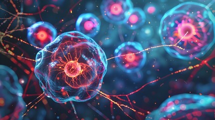 Fototapeta premium Captivating Cellular Dynamics Insights into the Intricate World of Biological Processes