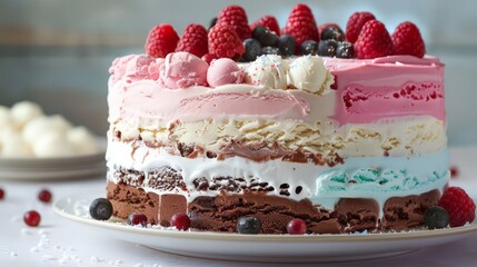 Celebrate special occasions with an elaborate ice cream cake, layered with different flavors and frostings.