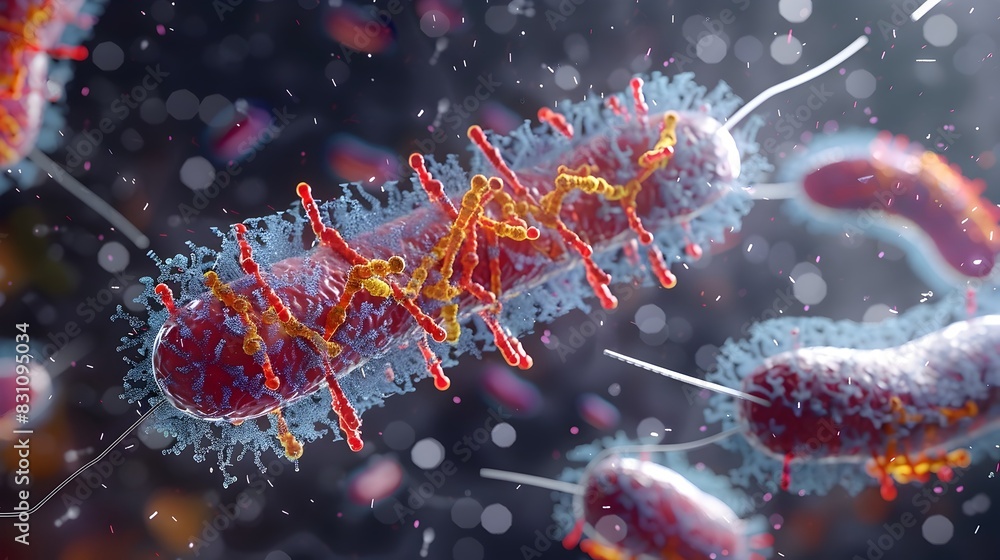 Poster bacterial transformation process of introducing new dna into bacteria microscopic structures and