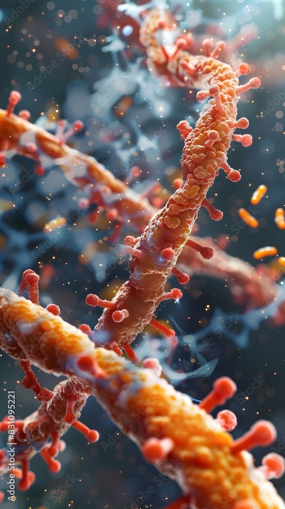 Aufkleber vivid 3d rendering of bacterial transformation and genetic modification processes