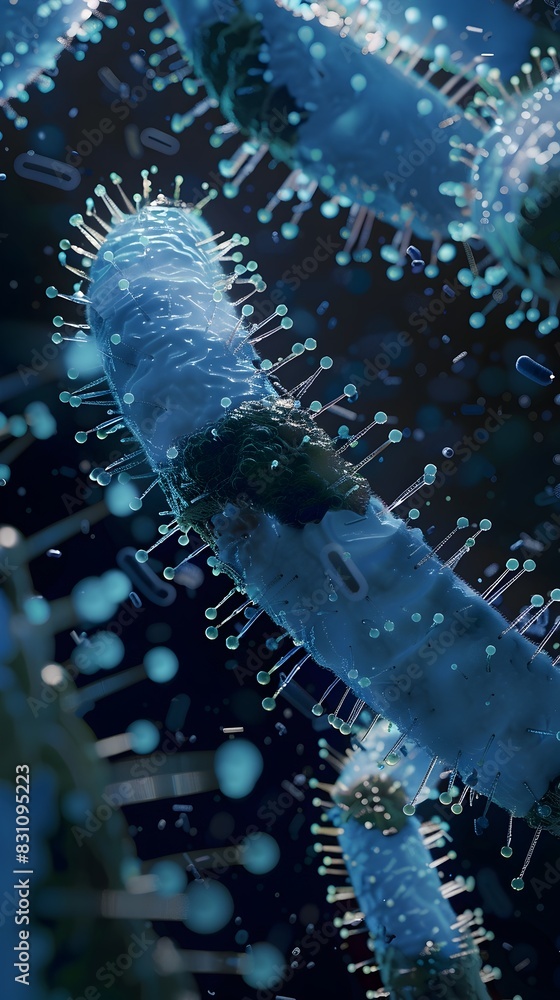 Poster bacterial transformation process visualized in 3d rendering