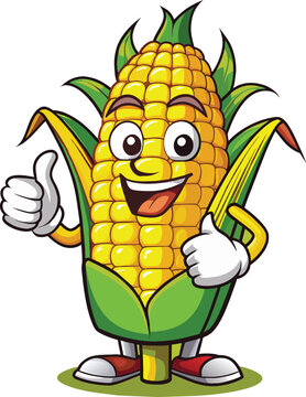 recommend clip art: corn cartoon character vector illustration, corn maize thumbs up  cartoon mascot illustration character vector clip art