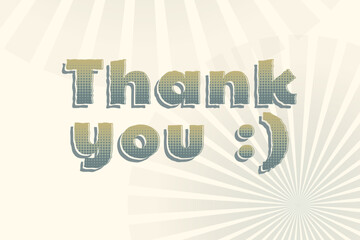 Print 3D vintage halftone Thank you poster. Collage style stencil letters with shadow and polka dot decor. Retro ABC collection. Typography vector illustration.