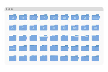 desktop interface window with folders isolated simple ui vector flat illustration