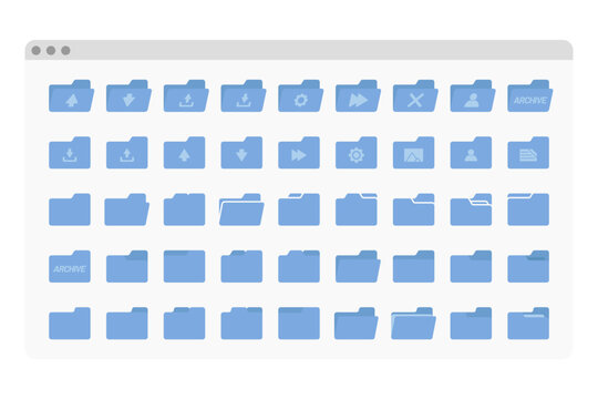 desktop interface window with folders isolated simple ui vector flat illustration