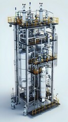 Intricate 3D Render of Large Scale Industrial Bioreactor for Biotechnology Processes