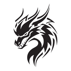 Black simple dragon mascot logo icon, vector illustration on white background