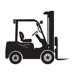 Black simple forklift logo icon, vector illustration on white background