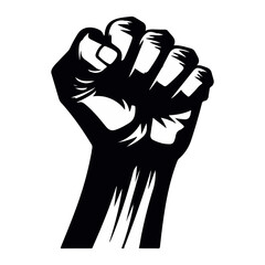 Black human fist winning symbol icon design, vector illustration on white background