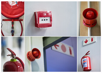 Emergency, collage or fire drill alarm for safety, attention or evacuation in case of disaster,...