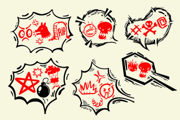 Comic speech bubble with swear words. Swear expletive words set angry rude