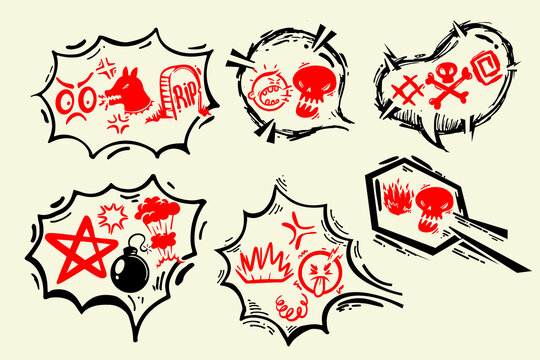 Comic speech bubble with swear words. Swear expletive words set angry rude