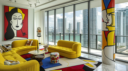 Art Home. Modern interior with paintings