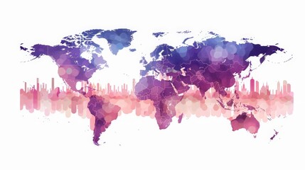 Obraz premium Create a world map showing the distribution of human population in urban vs. rural areas. Use a color gradient to represent different population densities.