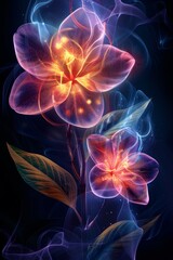 Two Flowers on Black Background