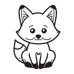 Cute simple fox icon logo, black vector illustration on white background
