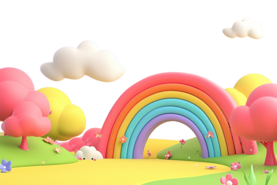 PNG  Cute rainbow fantasy background outdoors art tranquility. - Powered by Adobe