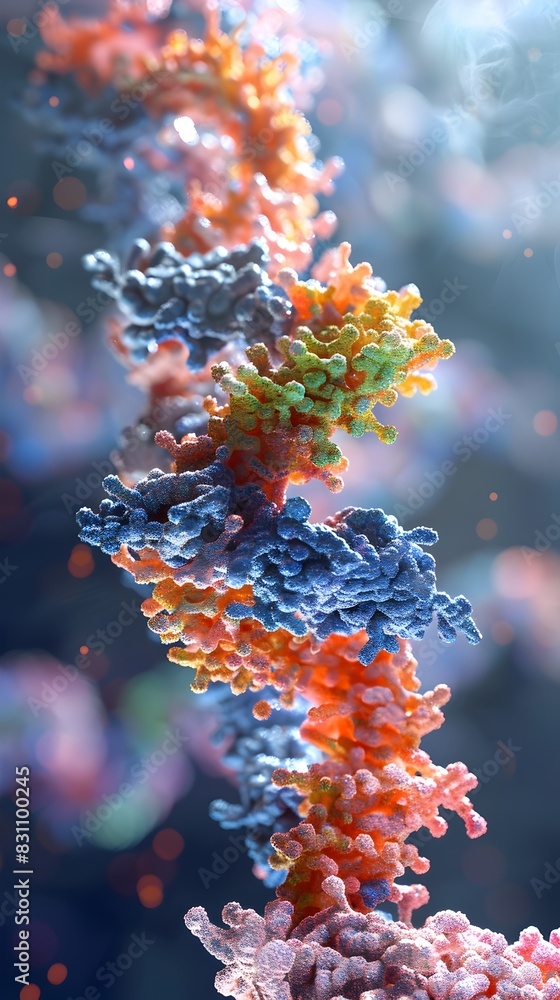 Poster proteomics visualizing the intricate structures and functions of proteins in a vibrant digital