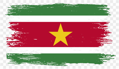Obraz premium Suriname flag brush paint textured isolated on png or transparent background. vector illustration