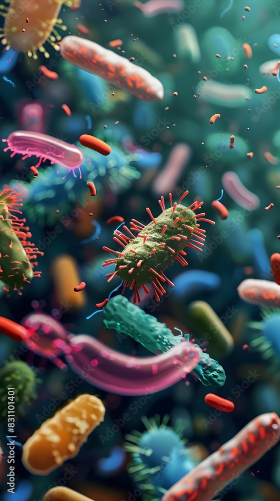 Poster captivating microbial ecology exploring the intricate world of microscopic lifeforms
