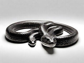 A Black Mamba snake on a white background. AI generated image