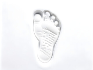 Footprint, close up, isolated in white