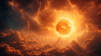 Epic Sun Surface Flare Prominence Solar System. Majestic Sunbeam Solaris Flame Fireball Eruption