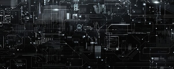 Futuristic digital interface with abstract circuitry and technology. Perfect for technology, innovation, and digital transformation concepts.