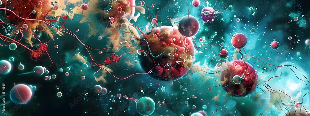 Poster synthetic organisms new functions a d depicting the creation of innovative bioengineered cells