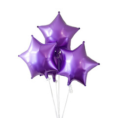 Purple star balloons on white background