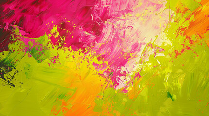 Obraz premium Vibrant texture on an abstract canvas with electric lime and hot pink smears for high energy,
