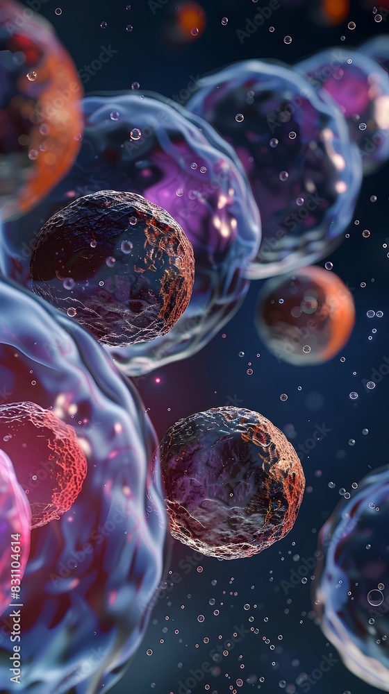 Poster stem cell differentiation process visualized from general cells to specific cell types in