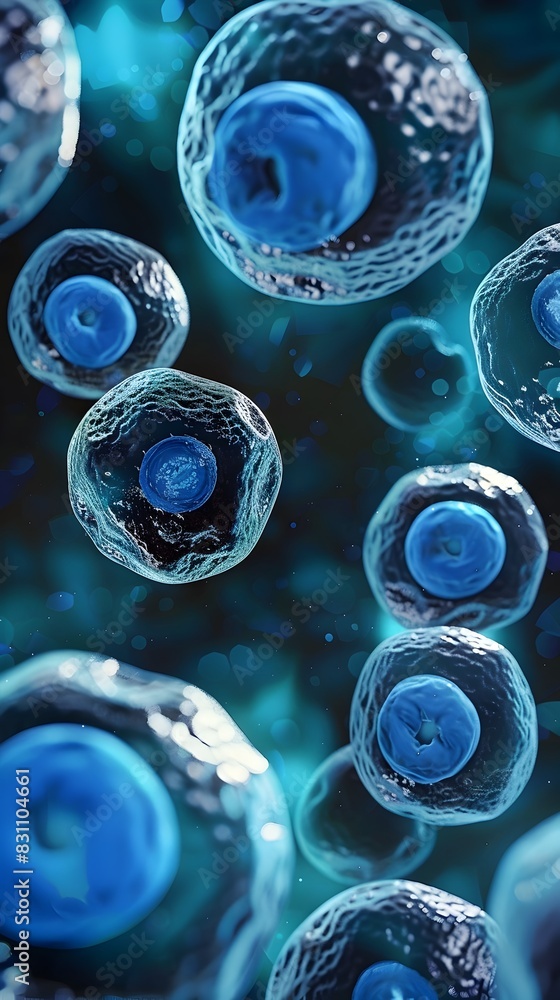 Poster scientific visualizing the differentiation of stem cells into specific cell types