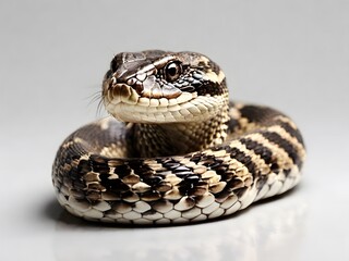 An Eastern Diamondback Rattlesnaker on a white background. AI generated image