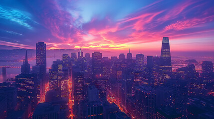 Fototapeta premium San Francisco Skyline at dusk.