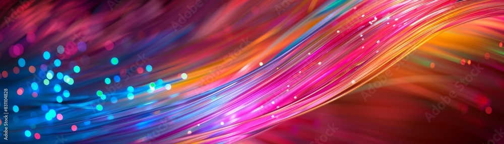 Aufkleber vibrant abstract digital artwork with colorful light streaks and bokeh, perfect for a dynamic and en