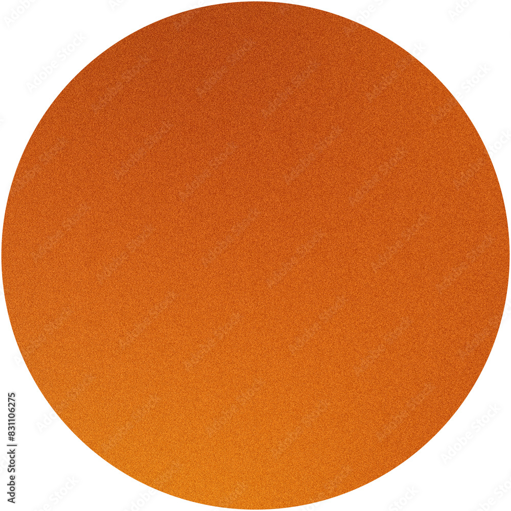 Poster highquality, grainy orange circle with a textured surface isolated on a transparent grid