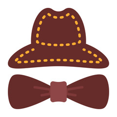 Daddys Hat with bow Concept, mustache with bow Vector Icon Design, Happy Fathers Day Symbol, Dads Gift Elements Sign, Parents Day Stock illustration