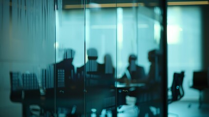 Obraz premium Businesspeople Meeting In Modern Boardroom Through Glass : Generative AI