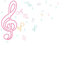 Decorate colorful music notes. Musical decorative background.