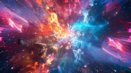 A colorful explosion of light and color in space