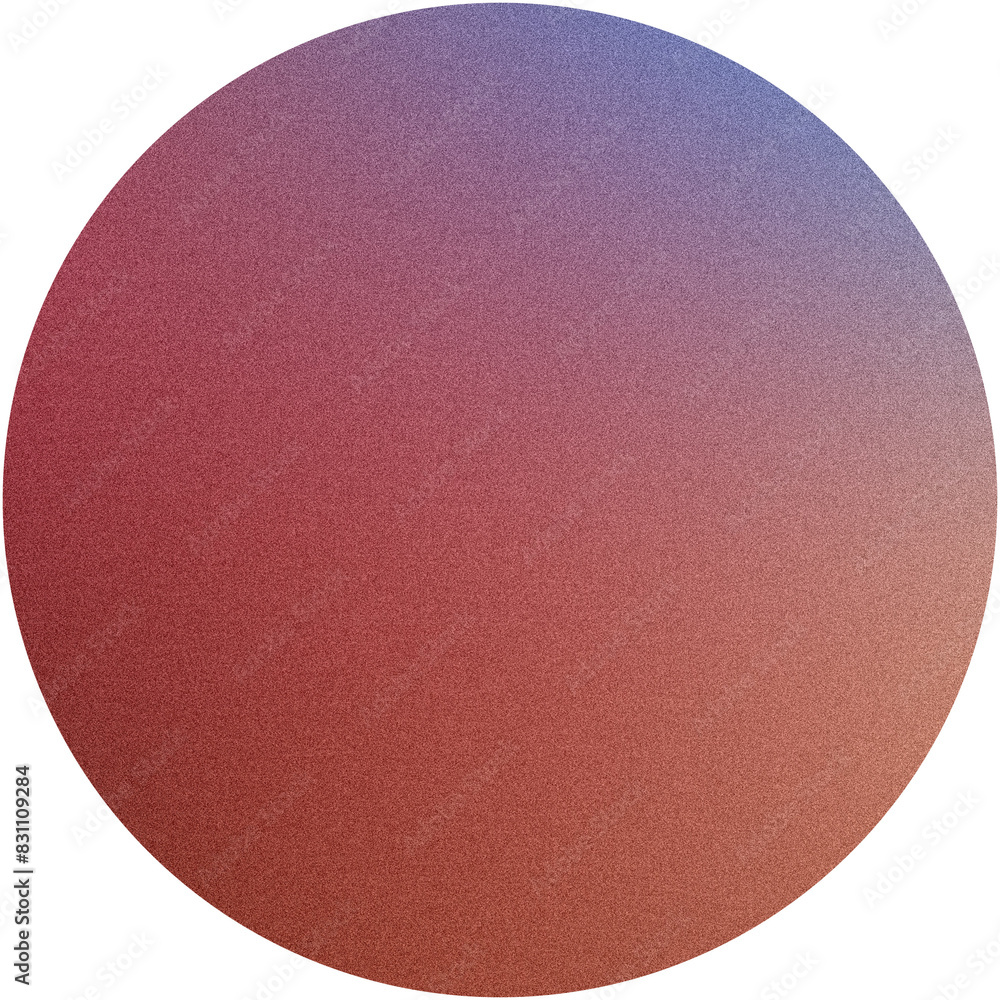 Poster abstract grainy textured sphere with a blue to red gradient, isolated on a transparent png backgroun