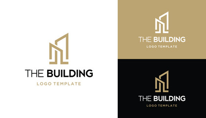 Golden Initial Letter J L with Real Estate Apartment Building Logo Design