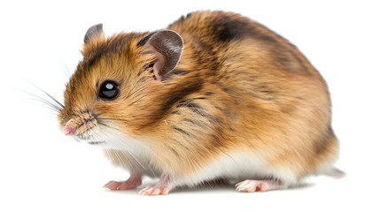 Side view of a european hamster on its hind legs, cricetus cricetus, isolated on white isolated on white background, png

