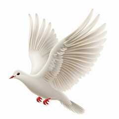 Free flying white dove isolated. symbol of peace isolated on white background, minimalism, png

