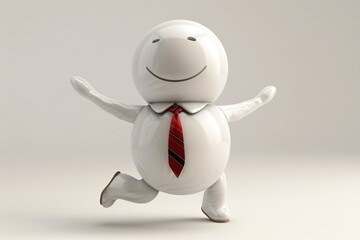 Fototapeta premium Man in tie and shoes smiling while running