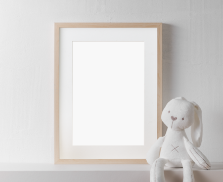 Wooden picture frame png transparent mockup